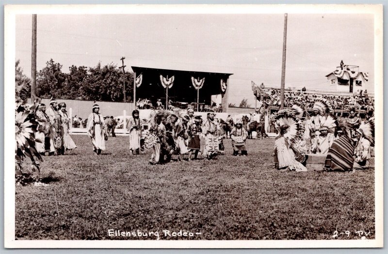 Vtg Washington Ellensburg Rodeo Native American Indian RPPC Real Photo Postcard