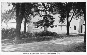 Manassas Virginia birds-eye view Trinity Episcopal Church vintage pc CC706