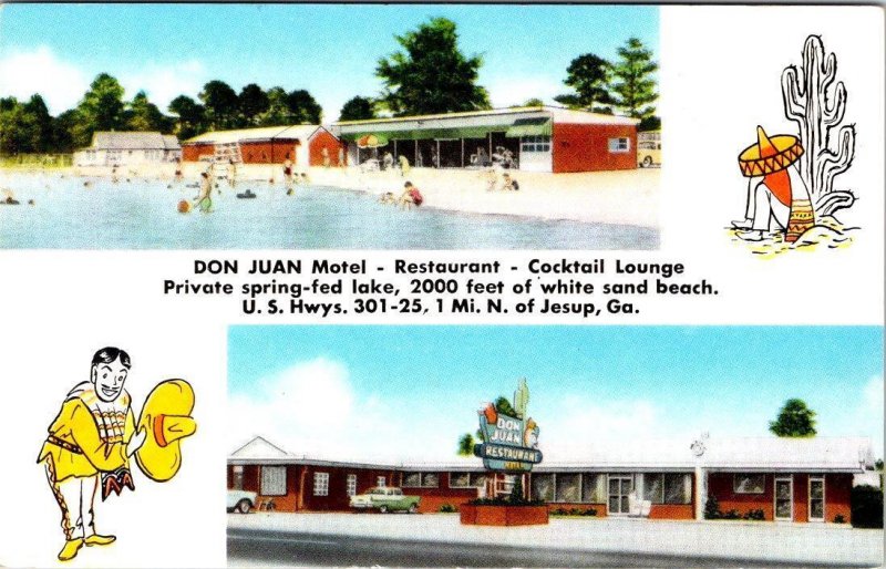 Jesup, GA Georgia  DON JUAN MOTEL~RESTAURANT~BAR  Roadside  CHROME Postcard