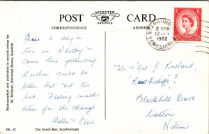 South Bay Scarborough Beach Ocean Coast Wob Note Queen Elizabeth Stamp Postcard 