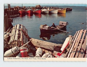 Postcard Lobster Fisherman, His Boats And Traps, Canada