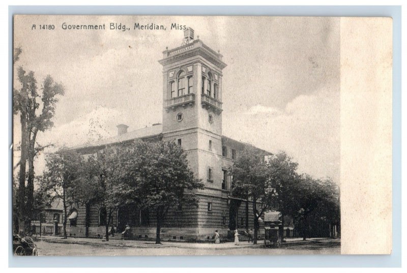 C. 1910 Government Bldg Meridian, Miss. Postcard F132E