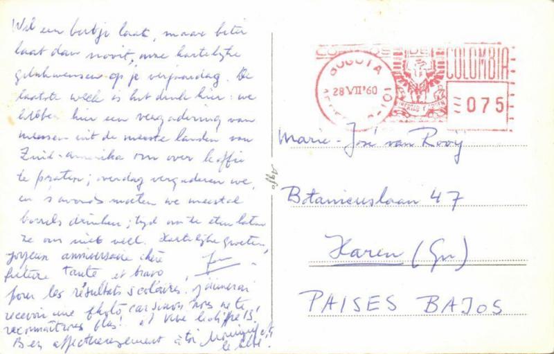 colombia, BOGOTA, Gobernacion, Av. Jimenez (1960) Postcard, Red Cancel