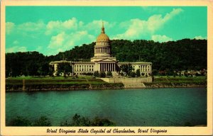 Charleston West Virginia WV State Capitol Building UNP Vtg Chrome Postcard