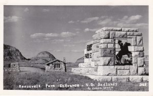 North Dakota Badlands Roosevelt Park Entrance Marker Real Photo