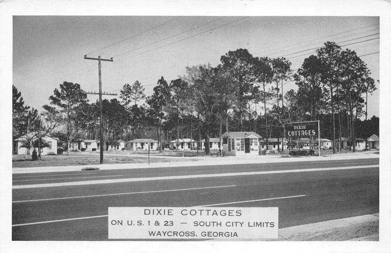 Waycross Georgia 1940s Postcard Dixie Cottages Roadside Motel 