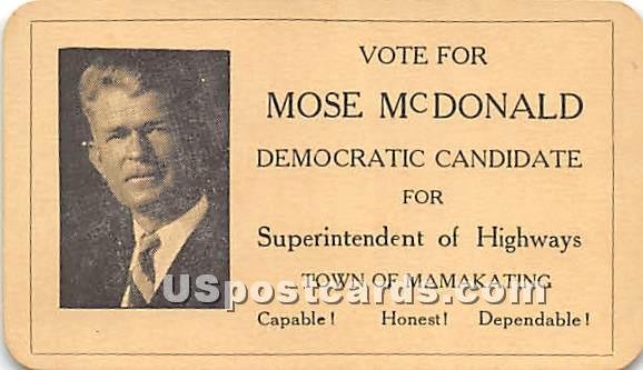 Vote for Mose McDonald Democratic Candidate - Wurtsboro, New York NY  