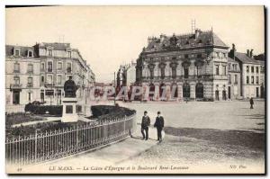 Old Postcard Bank Le Mans Caisse d & # 39Epargne and Boulevard Rene Levasseur