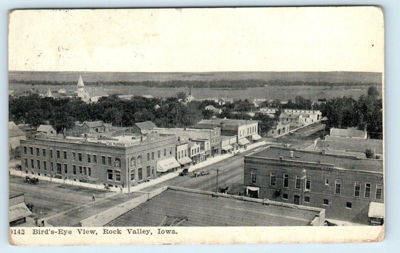 ROCK VALLEY, IA Iowa ~ BIRD'S EYE View of TOWN  1910 Sioux County  Postcard