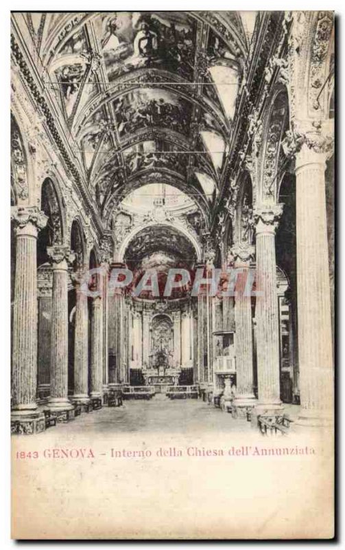 Old Postcard Italia Genova Italy Interno della Chiesa dell Annunziata