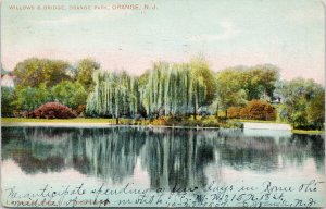 Orange NJ Willows & Bridge Orange Park New Jersey c1907 Postcard F56