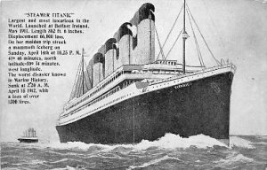 1500 Lives Titanic Ship Unused light crease left bottom corner rest of card i...