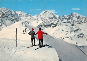 Graubunden, Switzerland  SKIERS~BERNINA PASS  Mountain~Alps~Skiers  4X6 Postcard