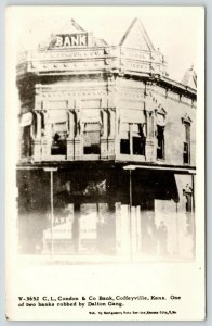Coffeyville KS~Condon Bank Half-Flooded~Dalton Gang Lost Lives in Robbery~RPPC*