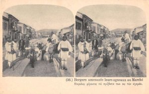 Greece Shepherds bringing Sheep to Market Vintage Postcard AA41213