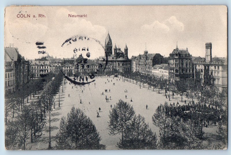 Coln a. Rhein (Cologne) Germany Postcard Neumarkt c1910 Antique Posted