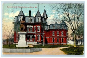 c1910s Edward Little High School, Auburn Maine ME Posted Antique Postcard