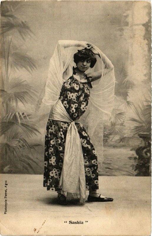 PC CPA ARABIAN TYPES AND SCENES, SASKIA, Vintage Postcard (b17440)