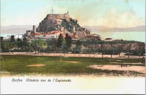 Greece Corfou Citadelle vue de l'Esplanade Vintage Postcard B119
