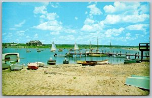 Weekapaug Rhode Island 1960s Postcard Beach Scene Boats