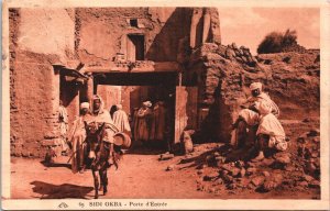 Algeria Sidi Okba Porte d'Entree Donkey Vintage Postcard 09.51