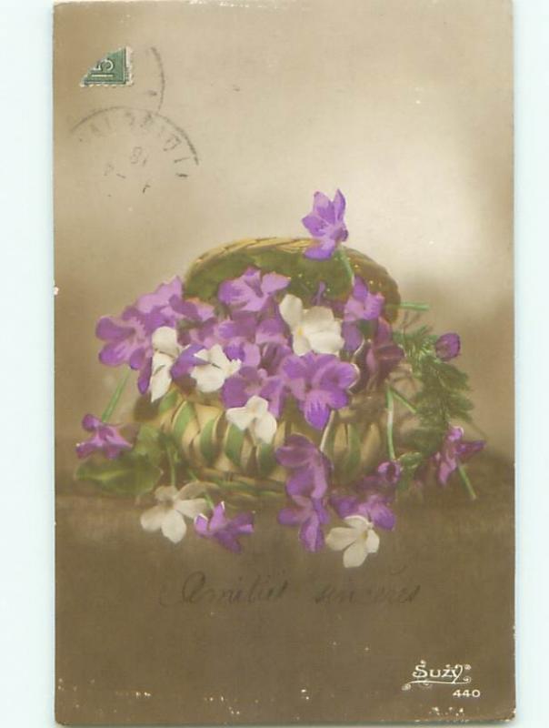 Old rppc FLOWERS SCENE Pretty Postcard AB2319