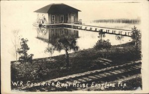 East Lake Pinellas County FL WR Goodwin Boat House c1910 Real Photo Postcard