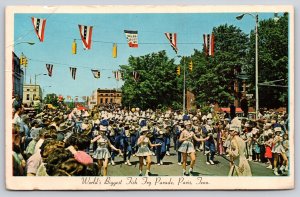 Greetings From Paris Tennessee~Biggest Fish Fry Parade~Flags~1920s Postcard