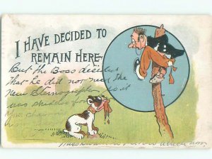 Pre-Linen Comic DOG TEARS PIECE OUT OF MAN'S PANTS AB8480