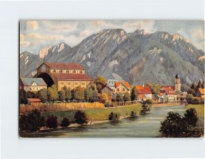 Postcard Oberammergau mit dem Passionstheater und dem Laber Oberammergau Germany