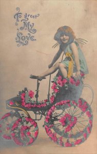 VALENTINE HOLIDAY TO GREET MY LOVE ANGEL CARRIAGE KONTZ POSTCARD 1907