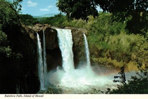 CONTINENTAL SIZE POSTCARD RAINBOW FALLS NEAR CITY OF HILO ON ISLAND OF HAWAII