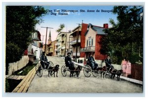 c1910 Dog Teams Une Vue Pittoresque Ste. Anne De Beaupre Canada Postcard