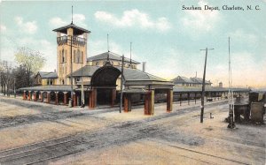 J51/ Charlotte North Carolina Postcard c1910 Southern Railroad Depot 216