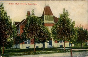 View of Public High School, Knox IN Vintage Postcard V37