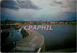 Postcard Modern San sebastian No 14 night view of the harbor