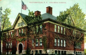 c.1910s Gloversville, Columbia School U.S Flag, N.Y. Postcard F74