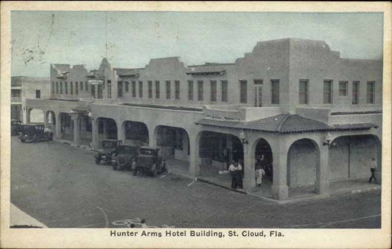 St. Cloud FL Hunter Arms Hotel Bldg c1920s Postcard