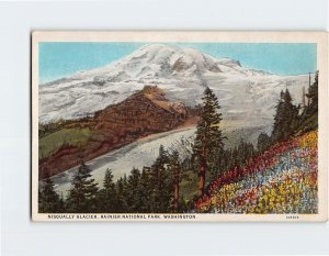 Postcard Nisqually Glacier Rainier National Park Washington