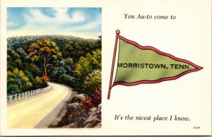 Linen Postcard Pennant Flag in Morristown, Tennessee