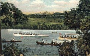 Boating on the Lake - South Poland, Maine ME Postcard