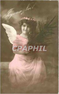 Old Postcard Merry Christmas Angel Children