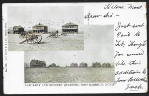 Artillery & Officers Quarters Fort Harrison Montana Used c1905