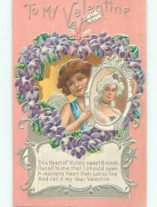 Divided-Back CUPID VALENTINE SCENE Cute Postcard W7683