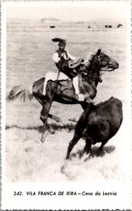 RPPC POSTCARD - VILA FRANCA DE XIRA Portugal Bulls Portuguese Campino Cowboy KJ5