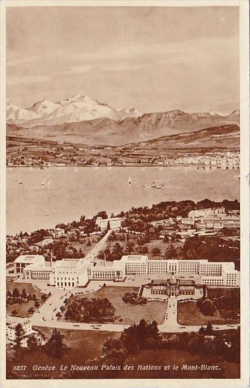 Switzerland Geneve Le Nouveau Palais des Nations et le Mont Blanc 1938 Photo
