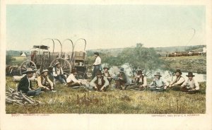 Postcard C-1910 Cowboy Western lunch Ranch life undivided 23-4183