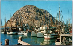 Morro Bay California Fishing Fleet Moro Rock Of Gibraltar Boats Ships Postcard