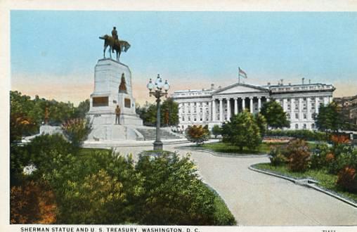 DC - Washington, Sherman Statue & U. S. Treasury