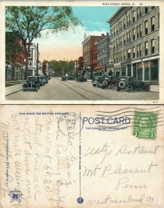 MAIN STREET w/ CARS SCENE BARRE VERMONT 1937 VINTAGE POSTCARD